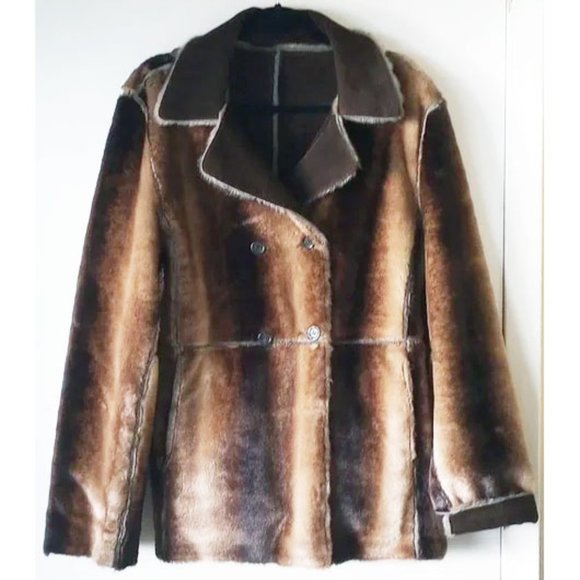 Wilsons Leather Pelle Studio Reversible Suede Coat Jacket XL Faux Fur - Picture 2 of 7